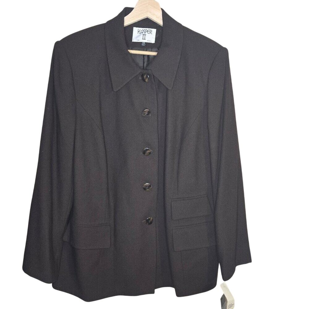 NWT Kasper II 18W Dark Brown Button Front Blazer [0315]